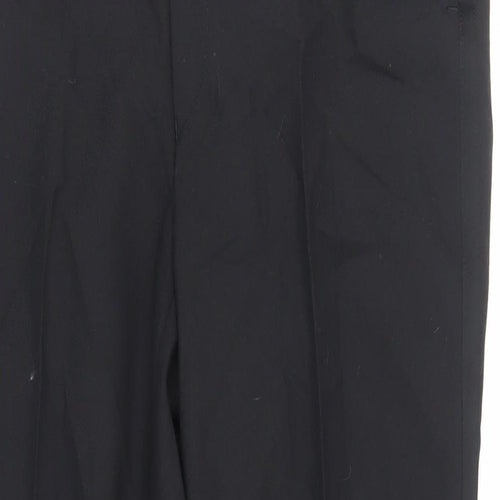 Marks and Spencer Mens Black Polyester Dress Pants Trousers Size 36 in L31 in Regular Zip