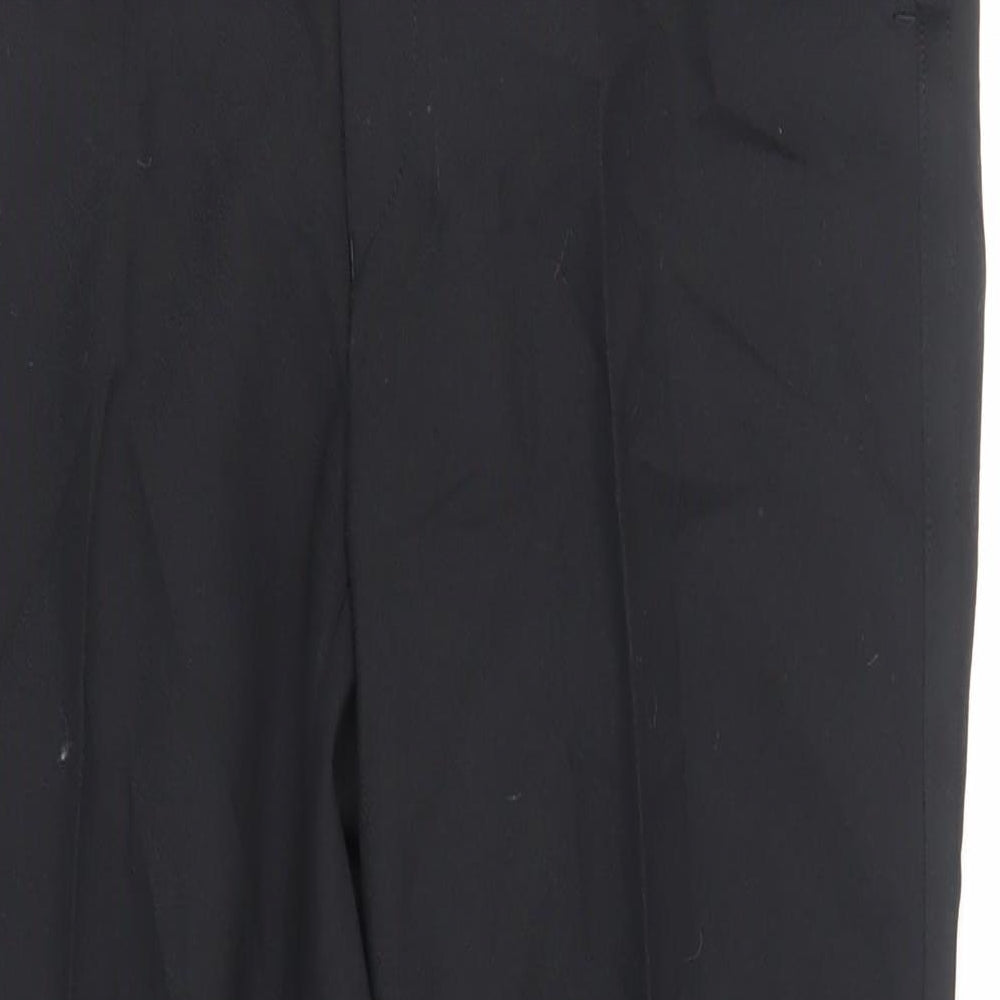 Marks and Spencer Mens Black Polyester Dress Pants Trousers Size 36 in L31 in Regular Zip