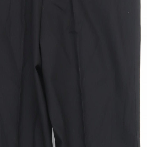 Marks and Spencer Mens Black Polyester Dress Pants Trousers Size 36 in L31 in Regular Zip