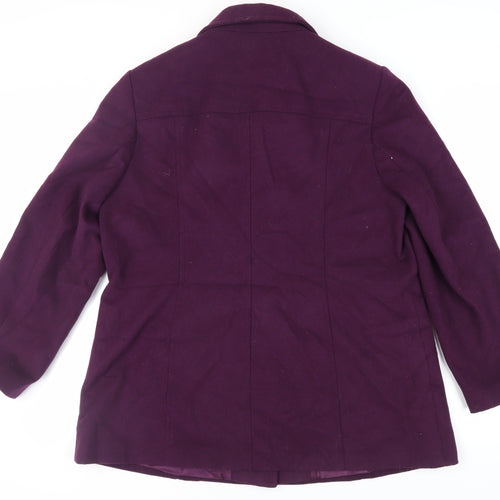 EWM Womens Purple Pea Coat Coat Size 20 Button