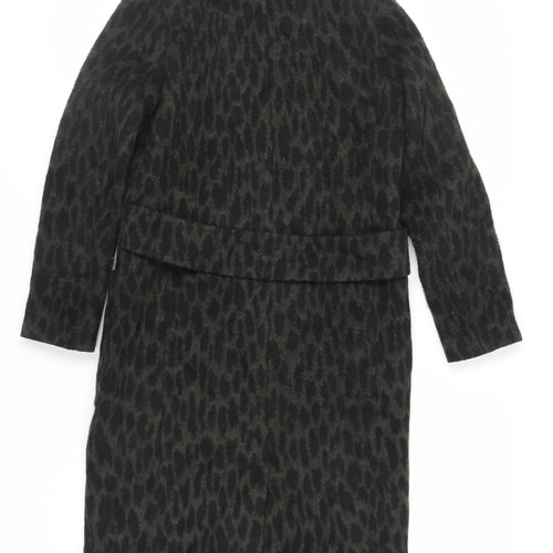 Very Womens Green Animal Print Overcoat Coat Size 10 Button