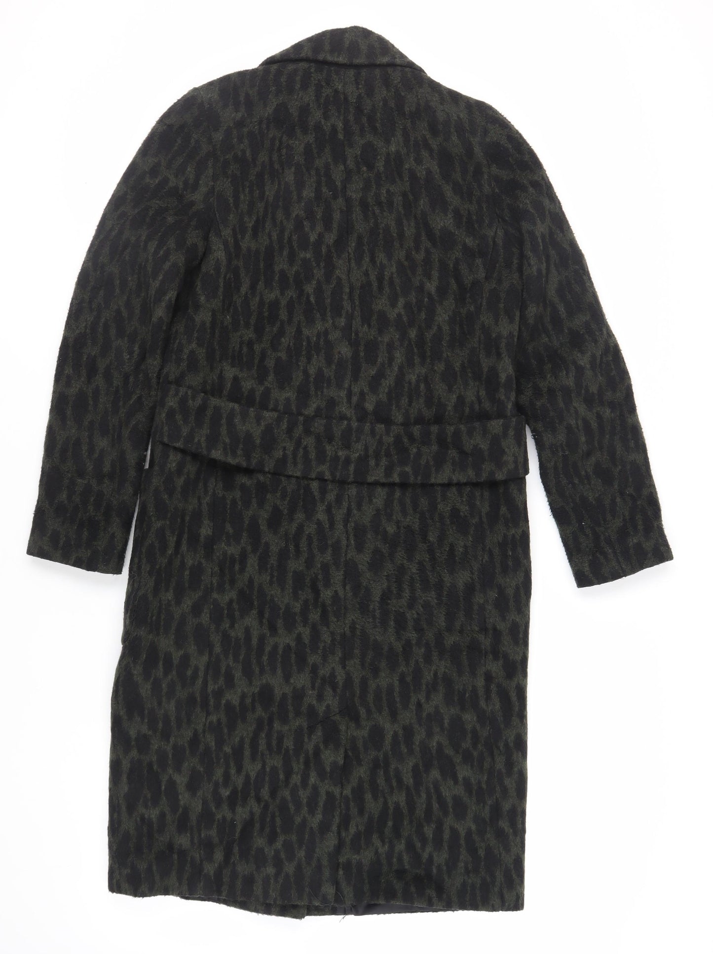 Very Womens Green Animal Print Overcoat Coat Size 10 Button