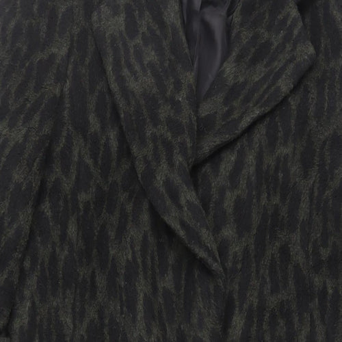 Very Womens Green Animal Print Overcoat Coat Size 10 Button