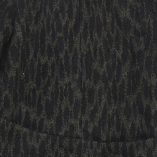 Very Womens Green Animal Print Overcoat Coat Size 10 Button