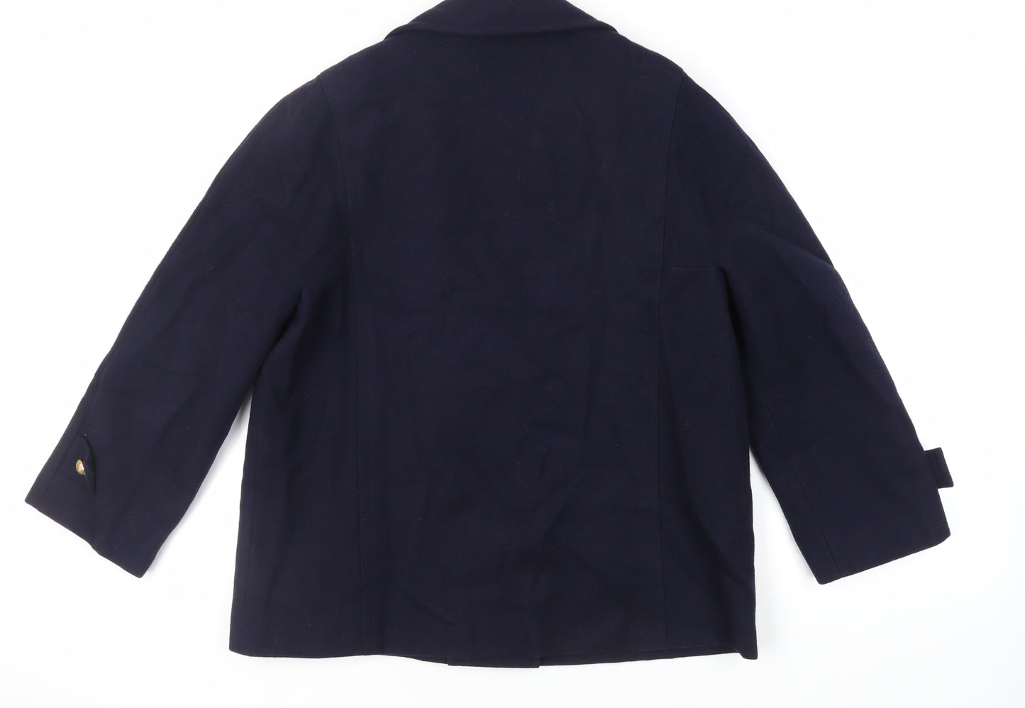 Seasons Womens Blue Pea Coat Coat Size L Button - Vintage
