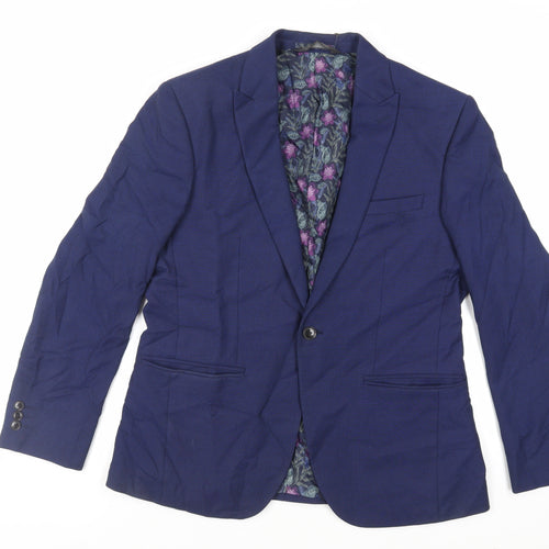 Marks and Spencer Mens Blue Polyester Jacket Suit Jacket Size 40 Regular