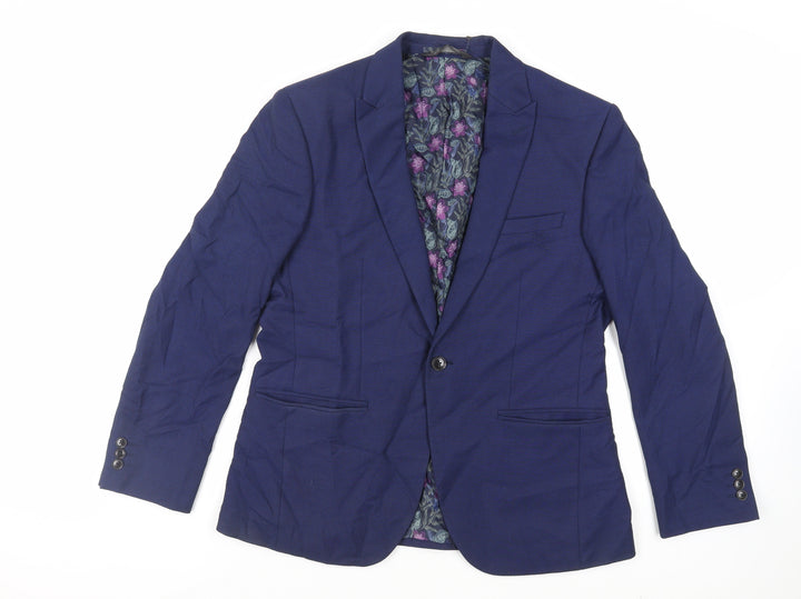Marks and Spencer Mens Blue Polyester Jacket Suit Jacket Size 40 Regular