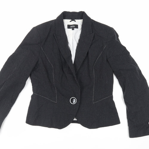 Marks and Spencer Womens Black Polka Dot Jacket Blazer Size 12 Button