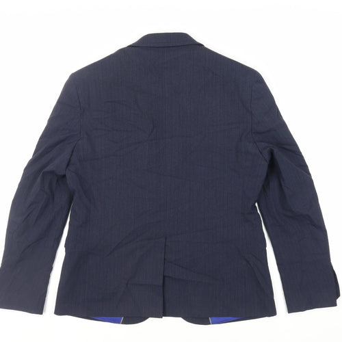 Marks and Spencer Mens Blue Striped Polyester Jacket Suit Jacket Size 40 Regular