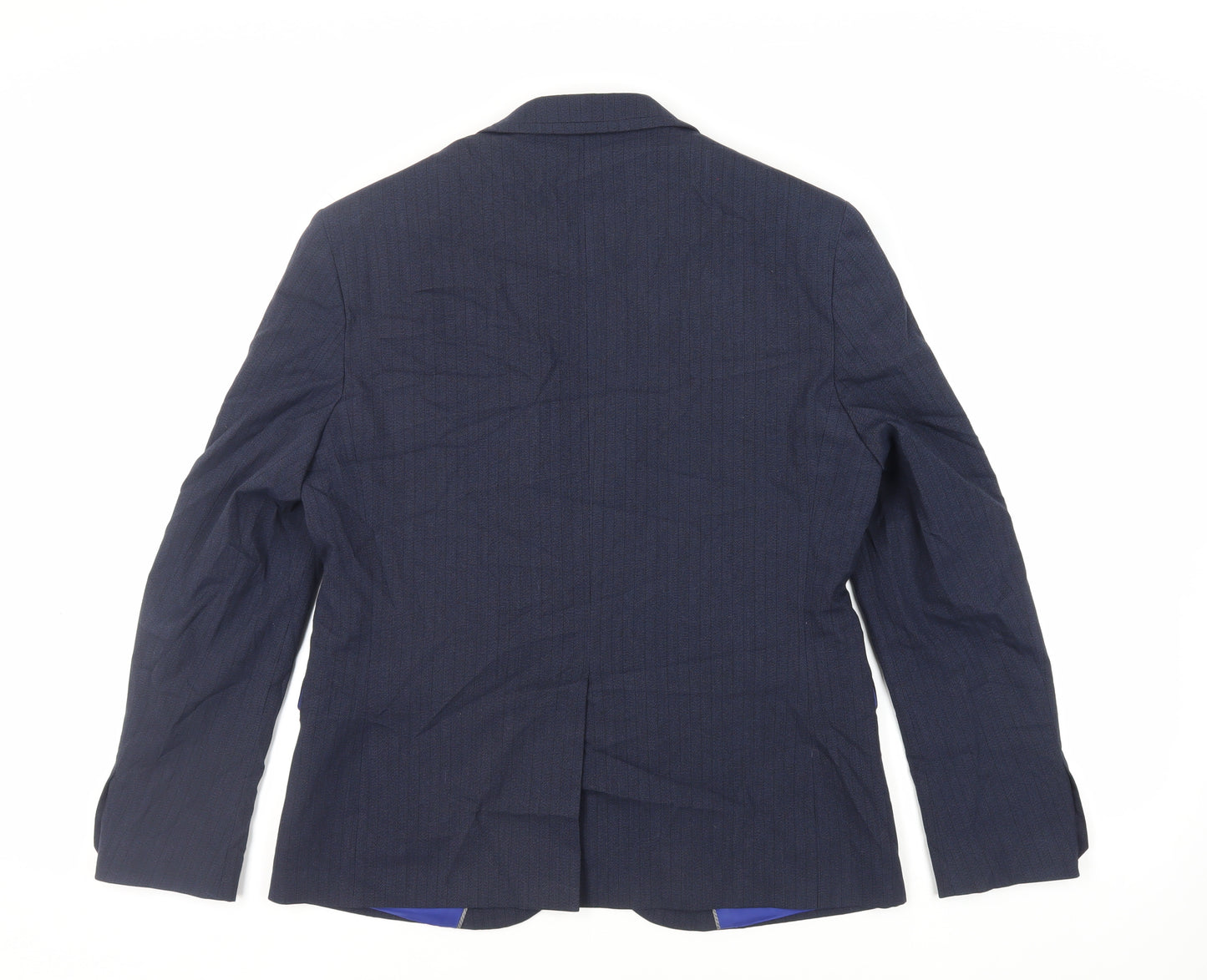Marks and Spencer Mens Blue Striped Polyester Jacket Suit Jacket Size 40 Regular