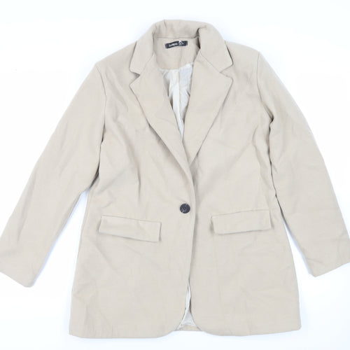 Boohoo Womens Beige Overcoat Coat Size 12 Button