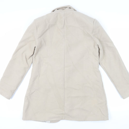 Boohoo Womens Beige Overcoat Coat Size 12 Button