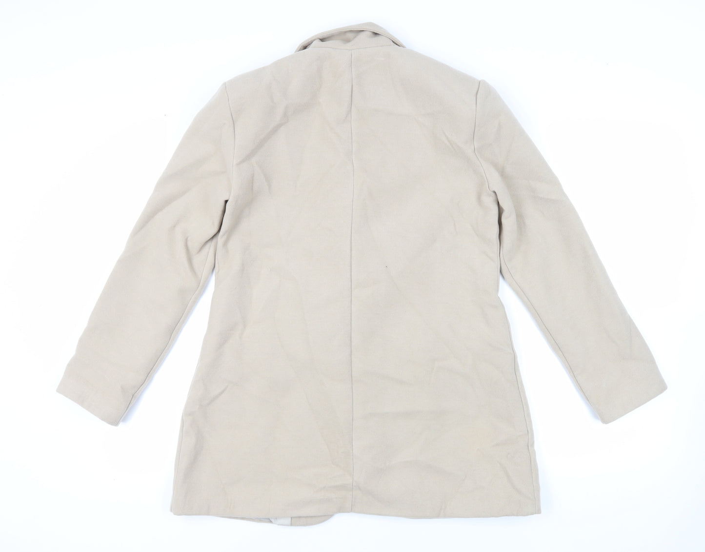 Boohoo Womens Beige Overcoat Coat Size 12 Button