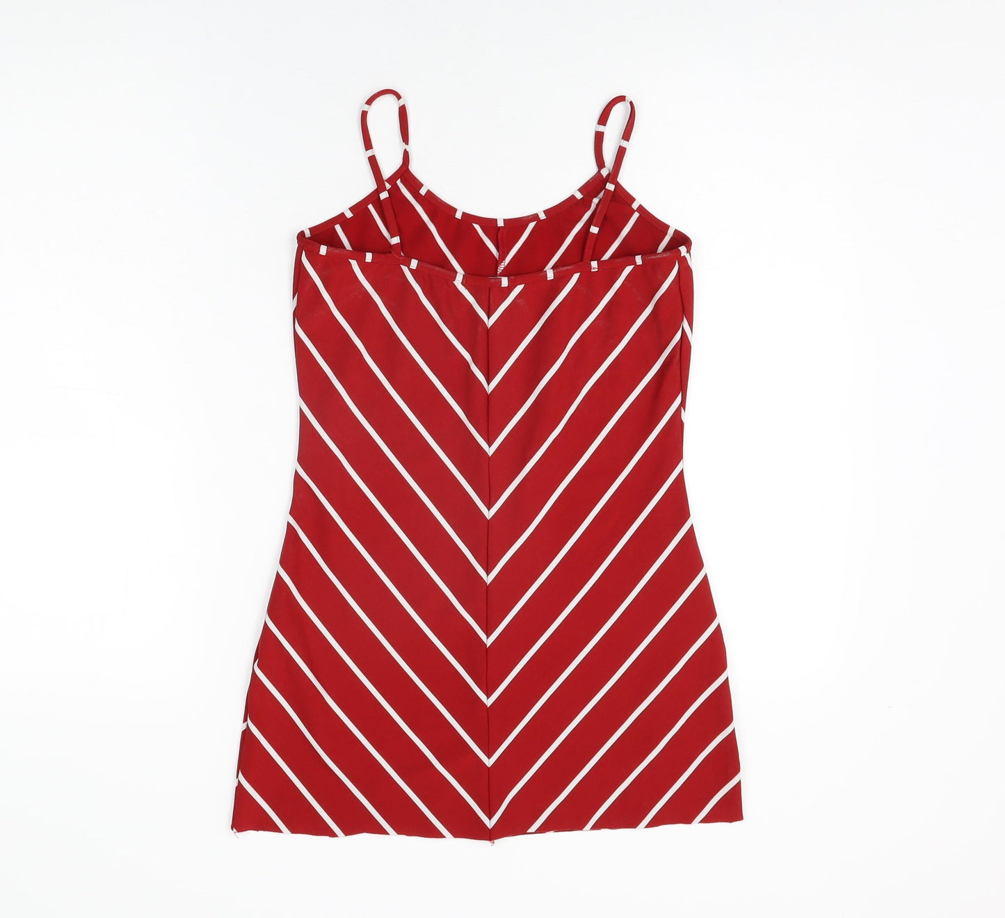 Ling Womens Red Striped Polyester Camisole T-Shirt Size M Scoop Neck