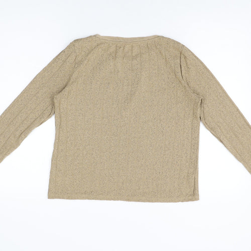 Marks and Spencer Womens Beige Polyester Basic T-Shirt Size 10 Round Neck