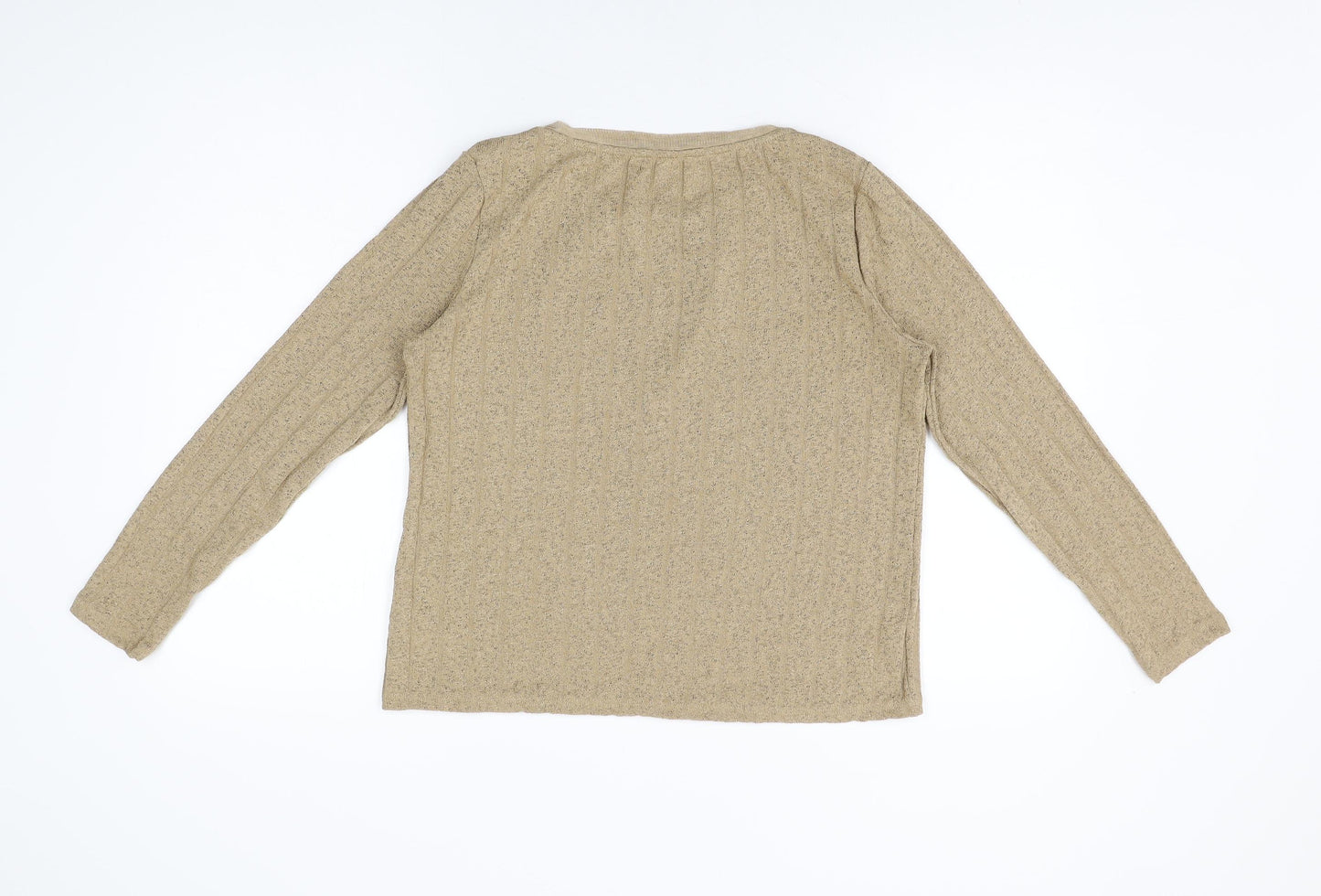 Marks and Spencer Womens Beige Polyester Basic T-Shirt Size 10 Round Neck