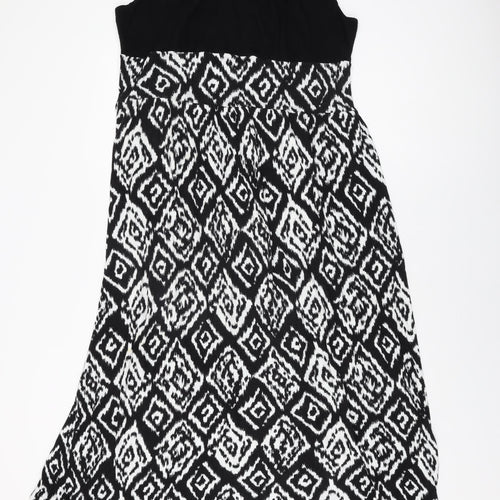 Yours Womens Black Geometric Viscose Maxi Size 20 V-Neck Pullover