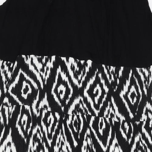 Yours Womens Black Geometric Viscose Maxi Size 20 V-Neck Pullover