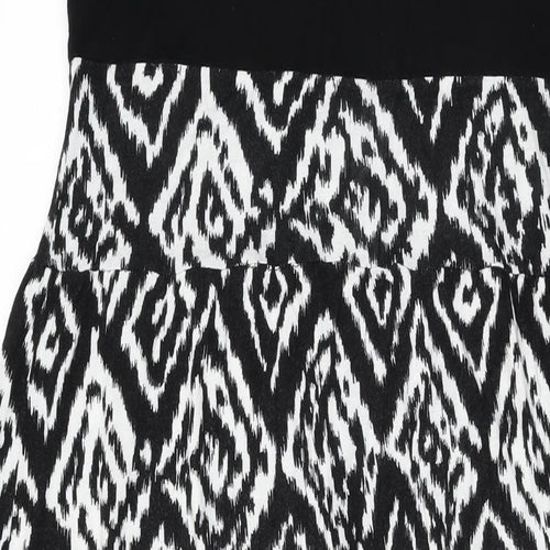Yours Womens Black Geometric Viscose Maxi Size 20 V-Neck Pullover