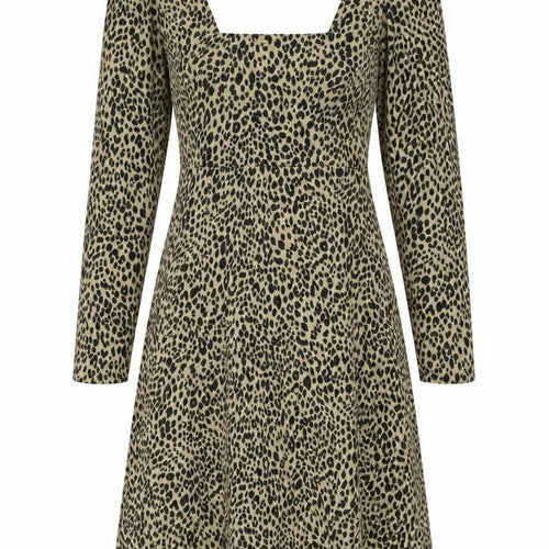 Nasty Gal Womens Beige Geometric Polyester A-Line Size 8 Square Neck Zip
