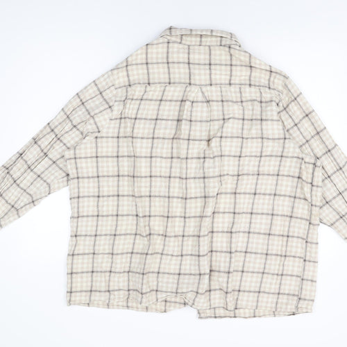 PRETTYLITTLETHING Womens Beige Geometric Cotton Basic Button-Up Size 14 Collared