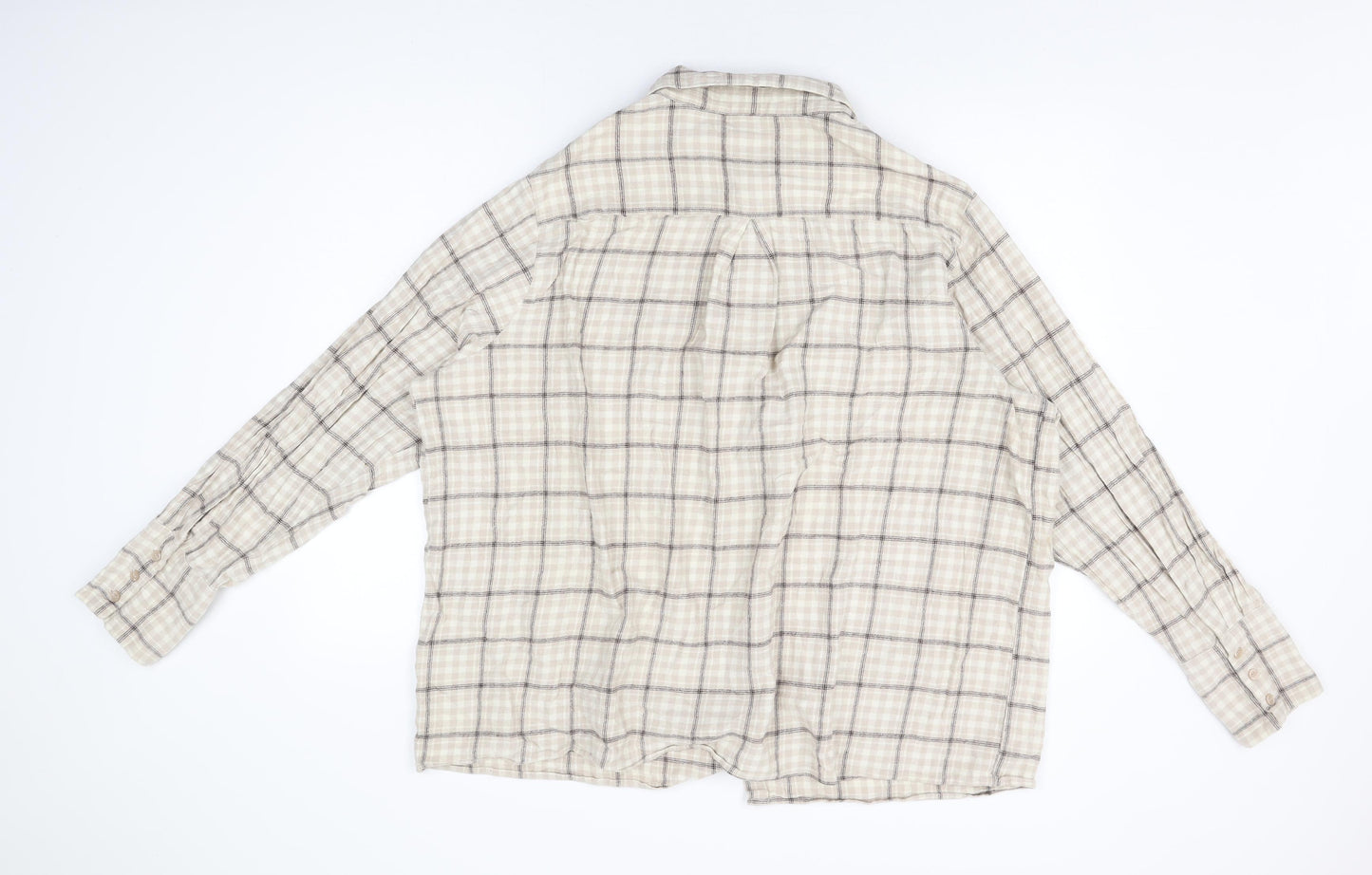PRETTYLITTLETHING Womens Beige Geometric Cotton Basic Button-Up Size 14 Collared