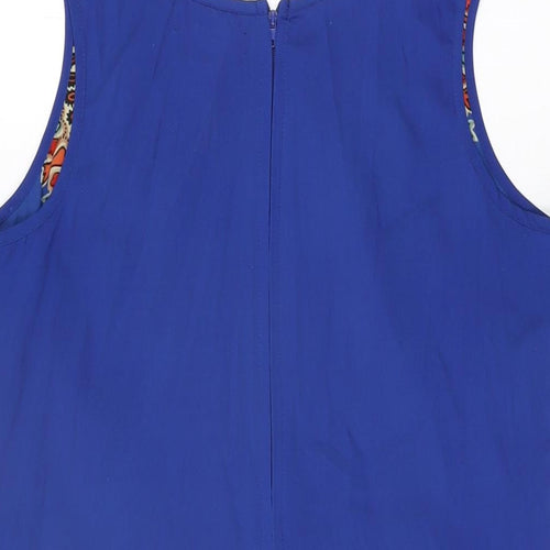 Band of Gypsies Womens Blue Geometric Polyester Shift Size M Round Neck Zip