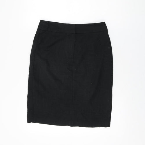 Marks and Spencer Womens Black Viscose Straight & Pencil Skirt Size 10 Zip
