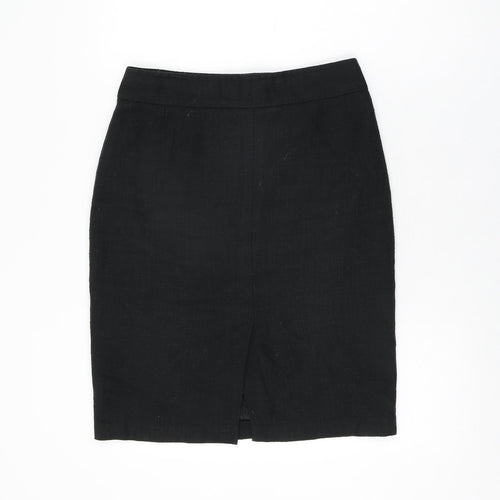 Marks and Spencer Womens Black Viscose Straight & Pencil Skirt Size 10 Zip