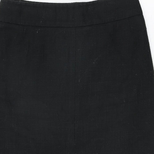 Marks and Spencer Womens Black Viscose Straight & Pencil Skirt Size 10 Zip