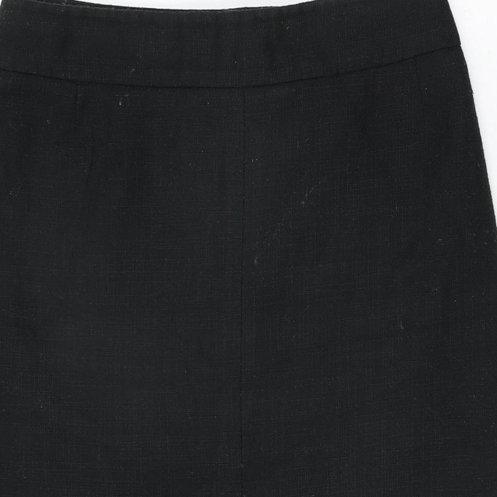 Marks and Spencer Womens Black Viscose Straight & Pencil Skirt Size 10 Zip