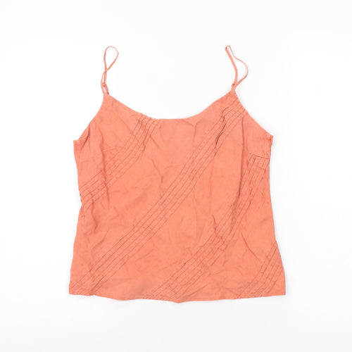 Marks and Spencer Womens Red Linen Camisole T-Shirt Size 12 Round Neck