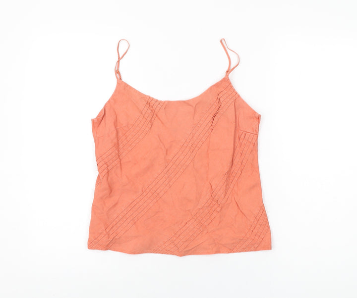 Marks and Spencer Womens Red Linen Camisole T-Shirt Size 12 Round Neck