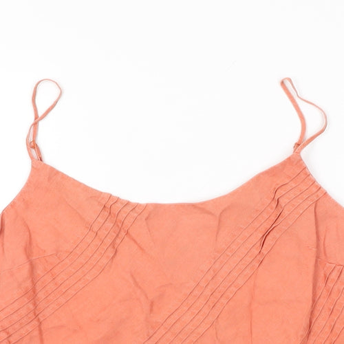 Marks and Spencer Womens Red Linen Camisole T-Shirt Size 12 Round Neck