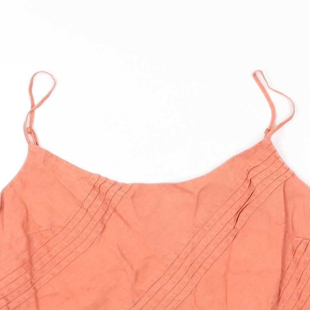 Marks and Spencer Womens Red Linen Camisole T-Shirt Size 12 Round Neck