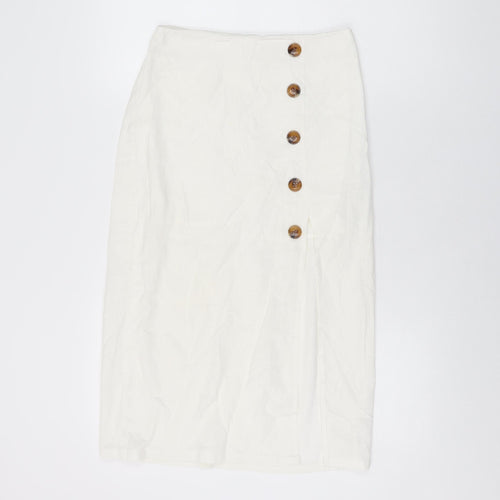 B.O.G Collection Womens White Polyester Straight & Pencil Skirt Size S Zip