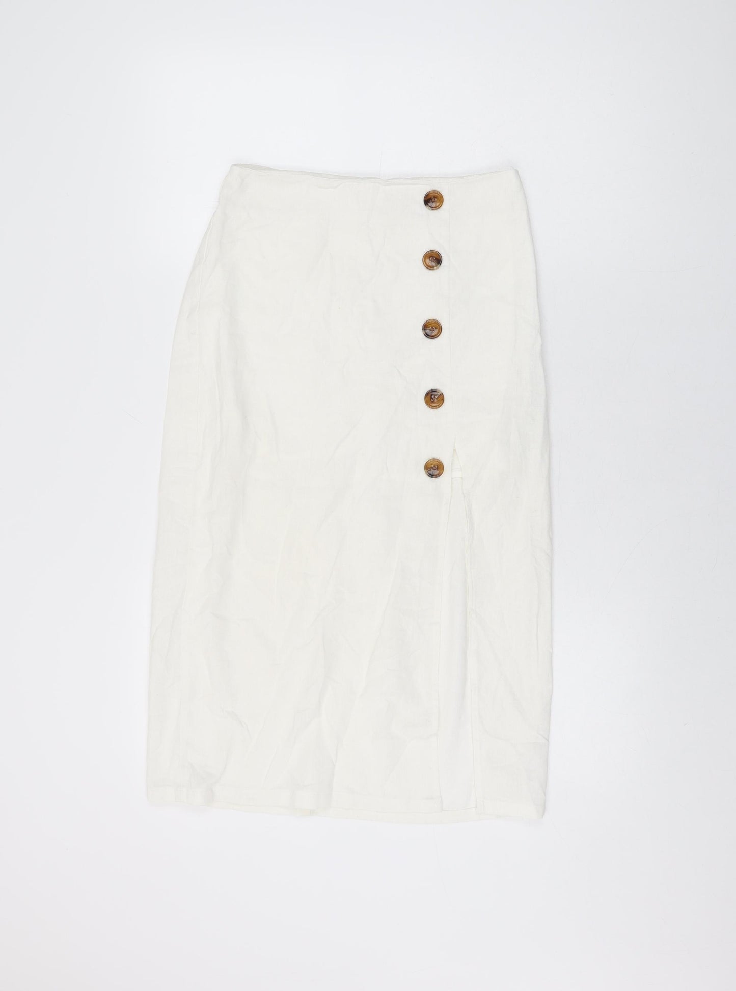 B.O.G Collection Womens White Polyester Straight & Pencil Skirt Size S Zip