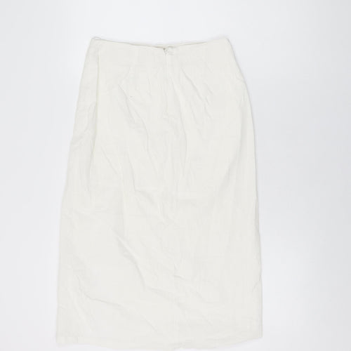 B.O.G Collection Womens White Polyester Straight & Pencil Skirt Size S Zip