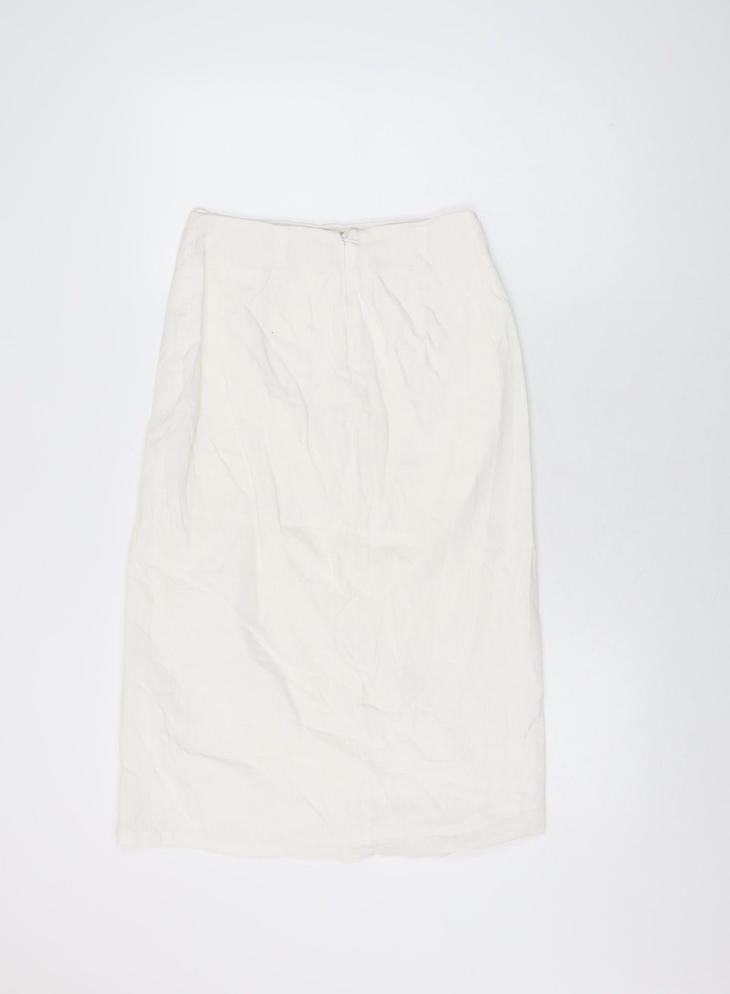 B.O.G Collection Womens White Polyester Straight & Pencil Skirt Size S Zip