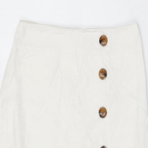 B.O.G Collection Womens White Polyester Straight & Pencil Skirt Size S Zip