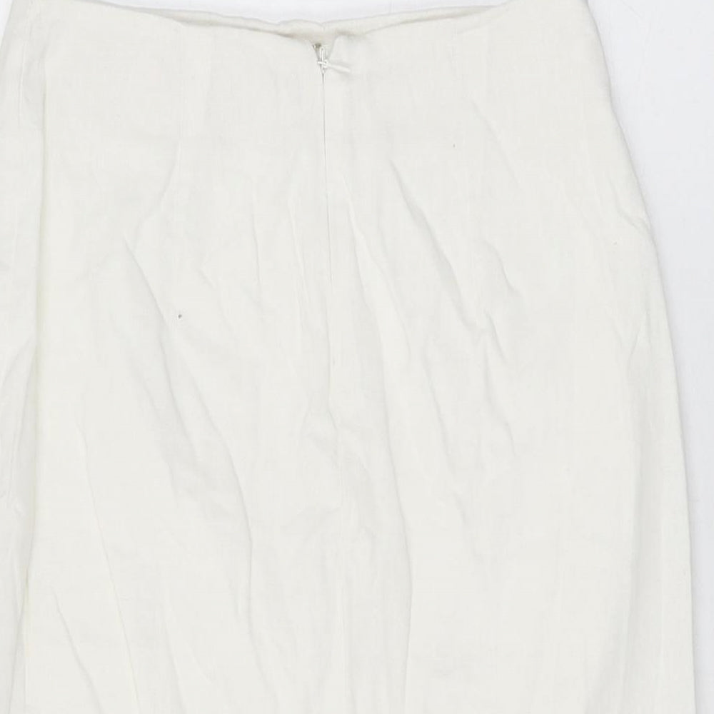 B.O.G Collection Womens White Polyester Straight & Pencil Skirt Size S Zip