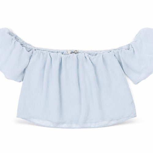 Forever 21 Womens Blue Polyester Cropped Blouse Size S Off the Shoulder