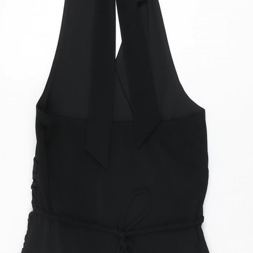 Speechless Womens Black Geometric Polyester Mini Size 10 Halter Tie