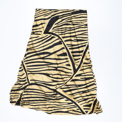 H&M Womens Beige Geometric Viscose Flare Skirt Size S