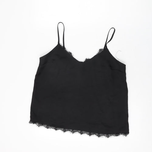 Lipsy Womens Black Polyester Camisole T-Shirt Size 12 V-Neck
