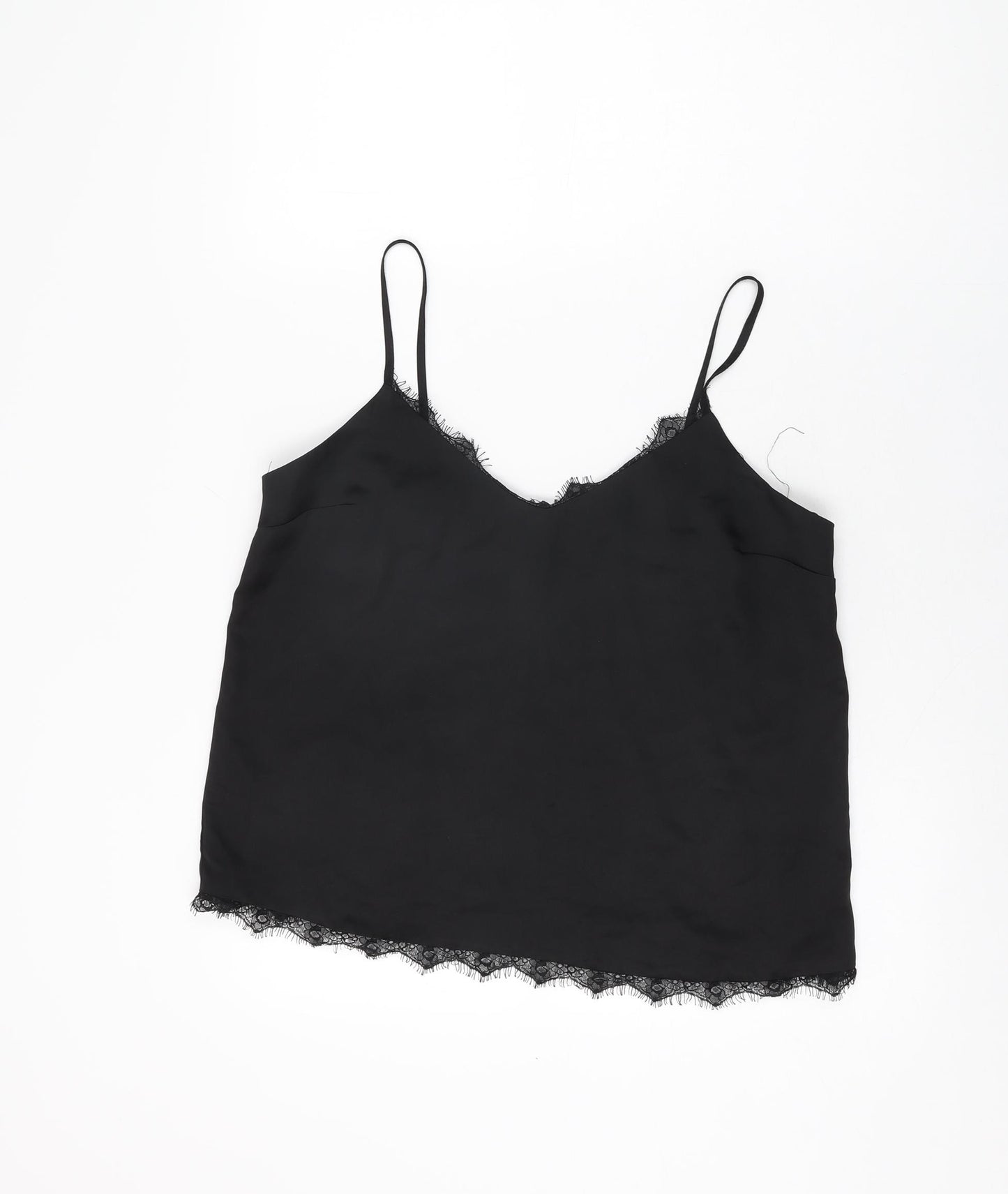Lipsy Womens Black Polyester Camisole T-Shirt Size 12 V-Neck