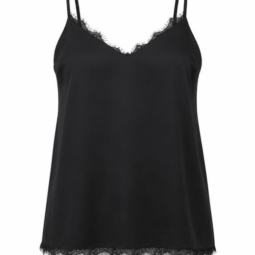 Lipsy Womens Black Polyester Camisole T-Shirt Size 12 V-Neck