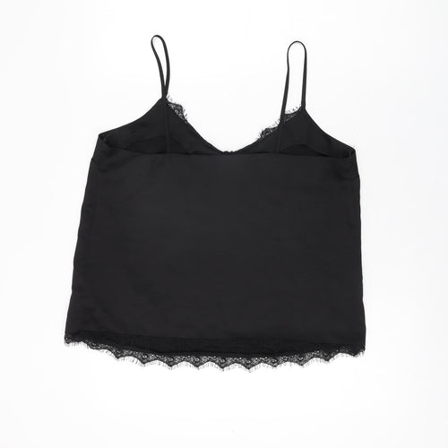 Lipsy Womens Black Polyester Camisole T-Shirt Size 12 V-Neck