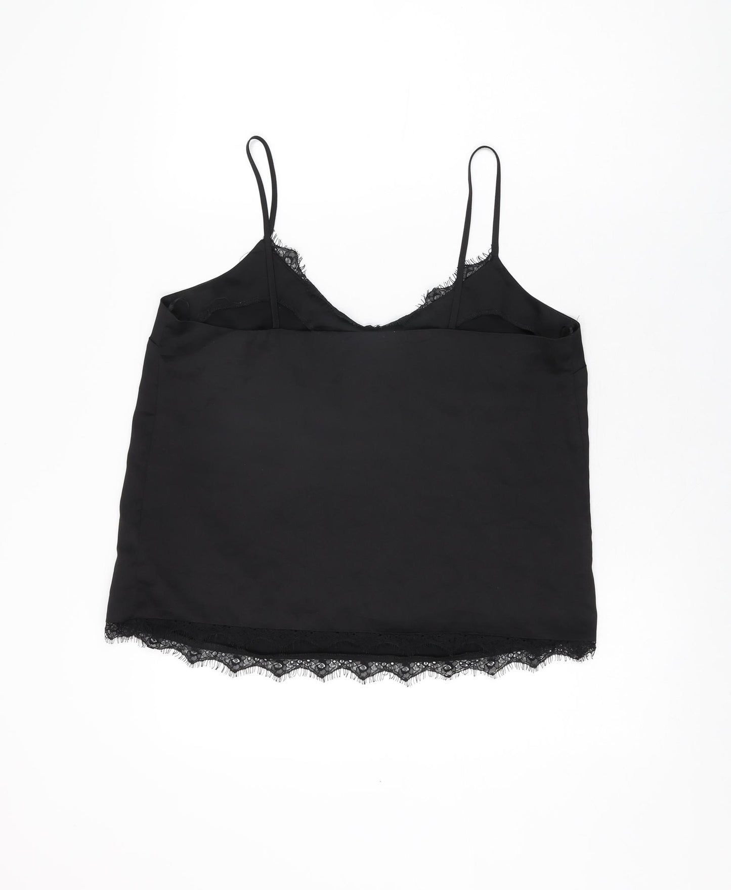 Lipsy Womens Black Polyester Camisole T-Shirt Size 12 V-Neck
