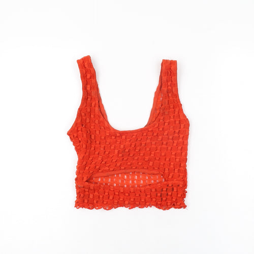 As You Womens Red Polyester Cropped T-Shirt Size 10 Scoop Neck